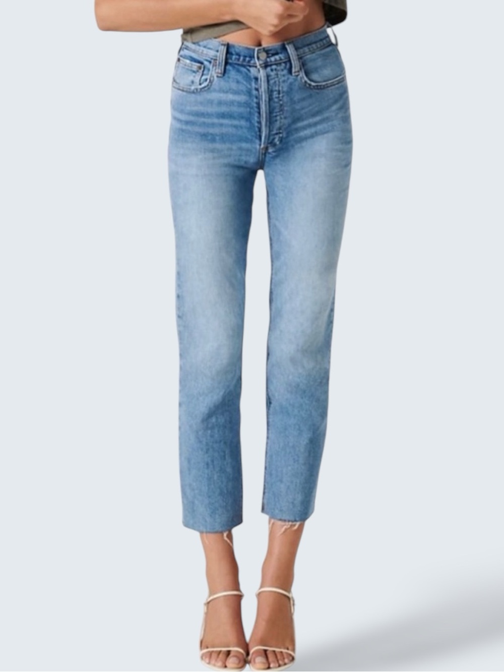 Denim Forum Arlo High Rise Straight Jeans Light Wash 26 | 25" Inseam